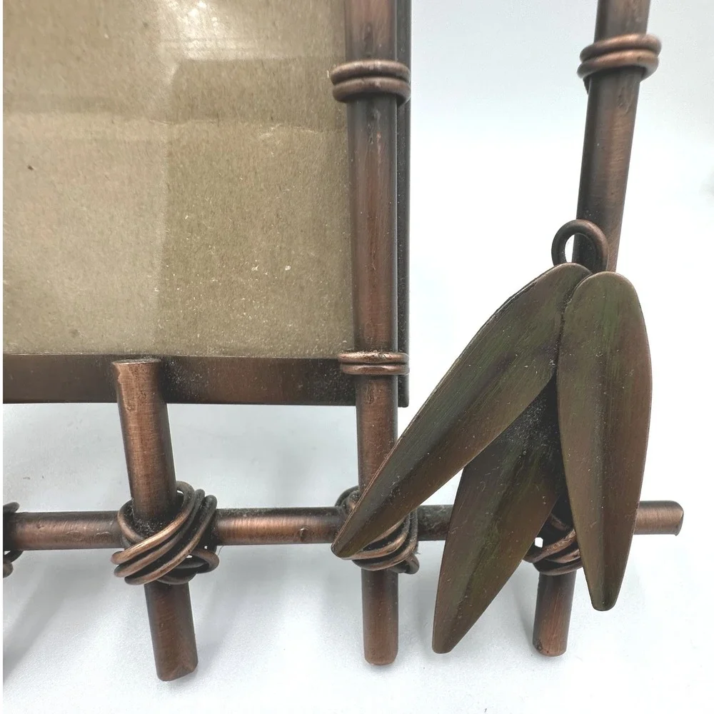 Sheridan Metal Bamboo Photo Frame 4x6 Copper Bronze Leaf Chinoiserie Asian Decor